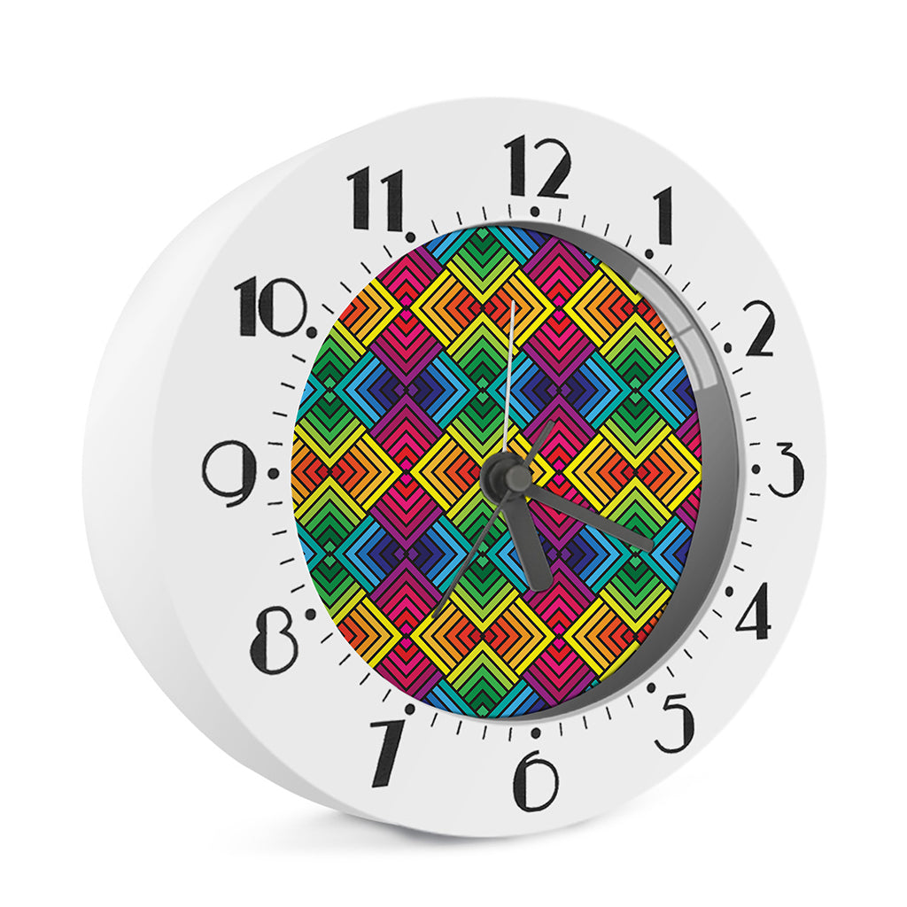 Geometric Rainbow Pattern Print Alarm Clock