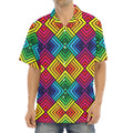 Geometric Rainbow Pattern Print Aloha Shirt