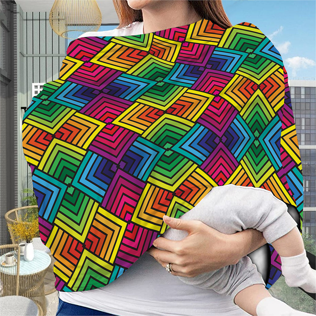 Geometric Rainbow Pattern Print Baby Seat Cover