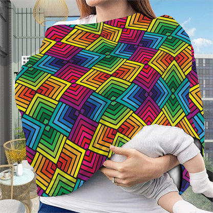 Geometric Rainbow Pattern Print Baby Seat Cover
