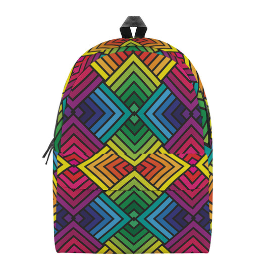 Geometric Rainbow Pattern Print Backpack