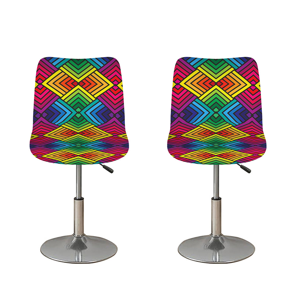 Geometric Rainbow Pattern Print Bar Stool Covers