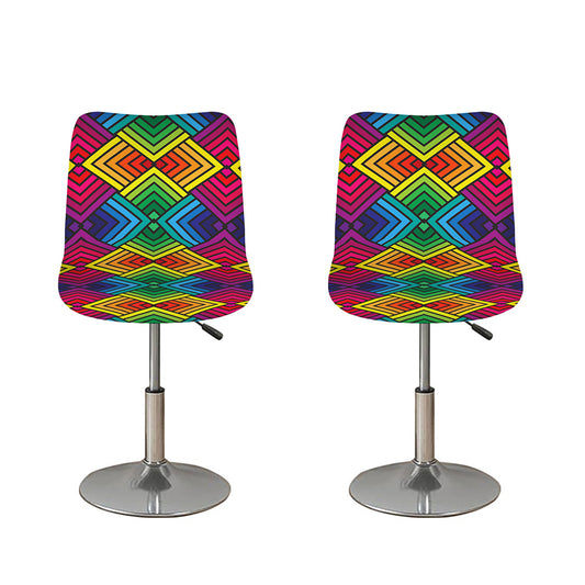 Geometric Rainbow Pattern Print Bar Stool Covers