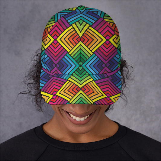 Geometric Rainbow Pattern Print Baseball Cap