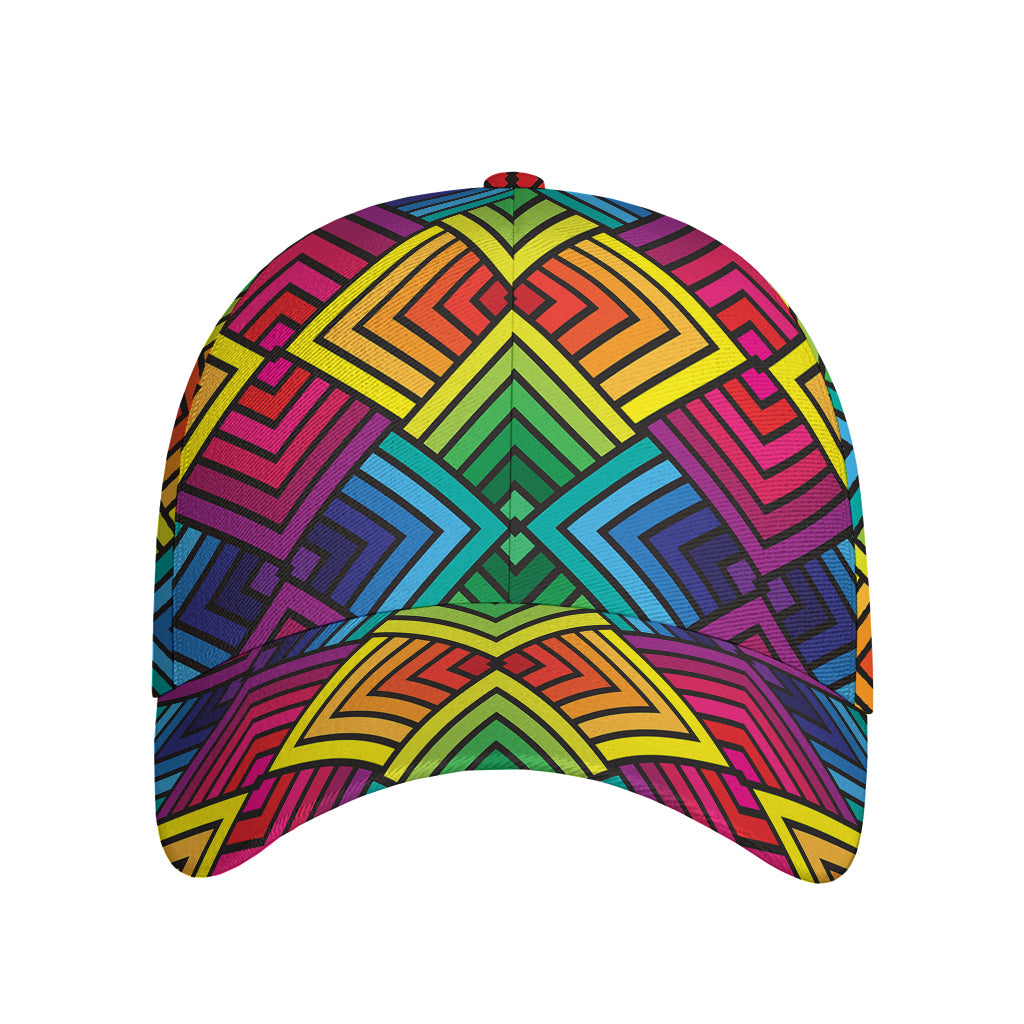 Geometric Rainbow Pattern Print Baseball Cap