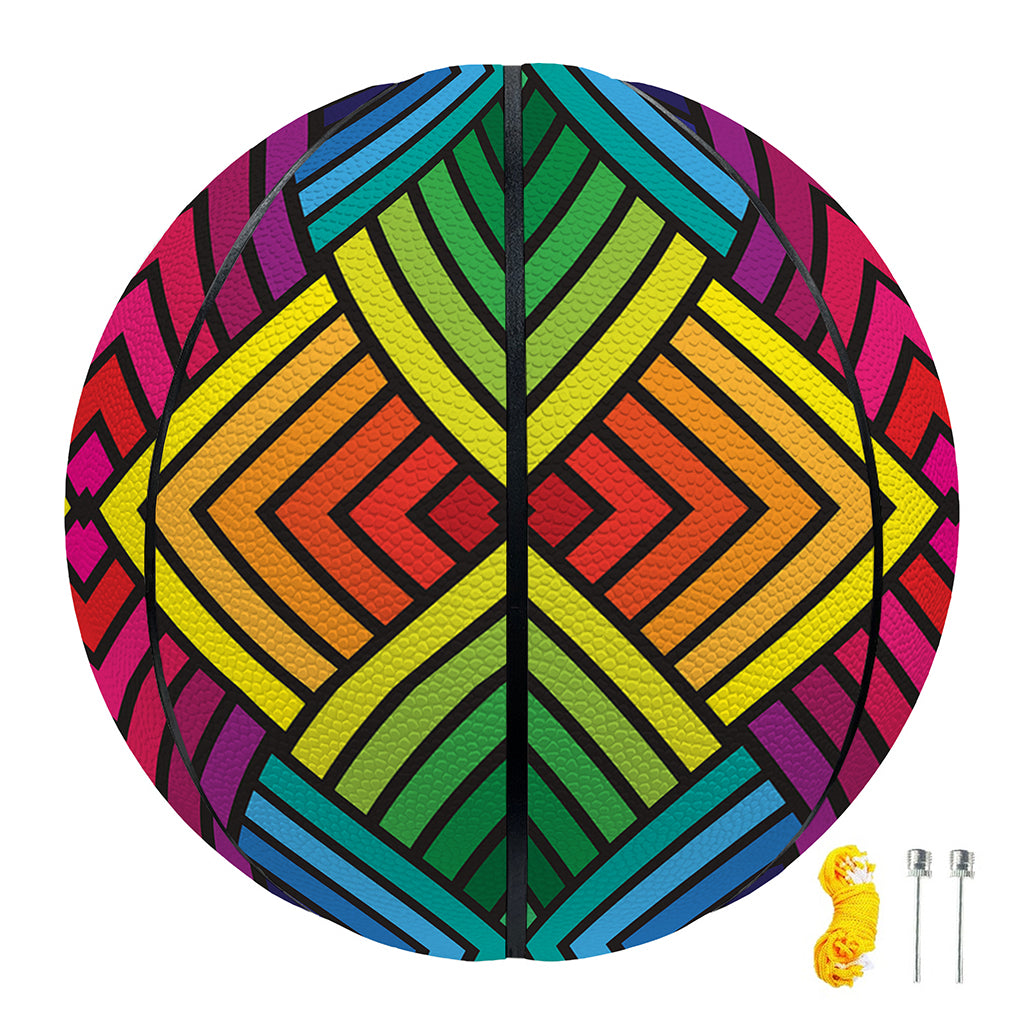 Geometric Rainbow Pattern Print Basketball