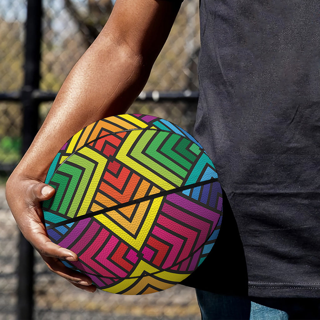 Geometric Rainbow Pattern Print Basketball