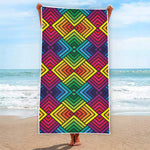 Geometric Rainbow Pattern Print Beach Towel