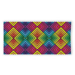 Geometric Rainbow Pattern Print Beach Towel