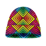 Geometric Rainbow Pattern Print Beanie