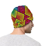 Geometric Rainbow Pattern Print Beanie