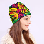 Geometric Rainbow Pattern Print Beanie