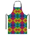 Geometric Rainbow Pattern Print Bib Apron With Pocket