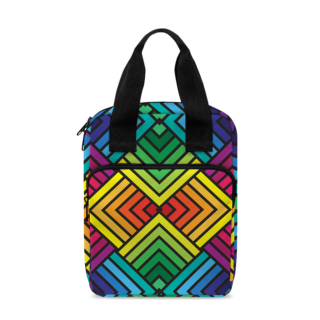 Geometric Rainbow Pattern Print Bible Tote Bag