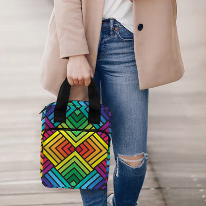 Geometric Rainbow Pattern Print Bible Tote Bag