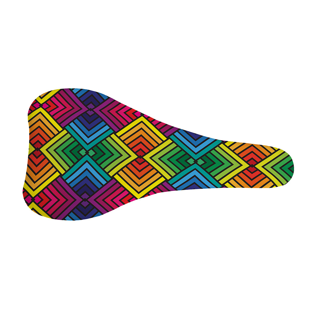 Geometric Rainbow Pattern Print Bicycle Seat Cover