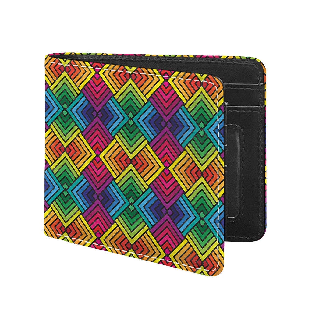 Geometric Rainbow Pattern Print Bifold Wallet
