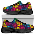 Geometric Rainbow Pattern Print Black Chunky Shoes