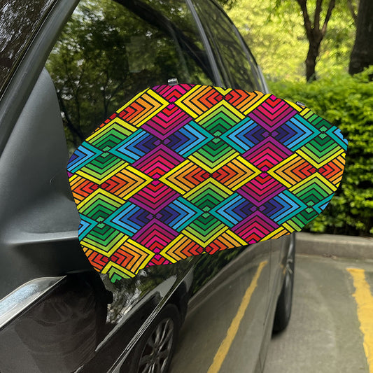Geometric Rainbow Pattern Print Car Side Mirror Covers