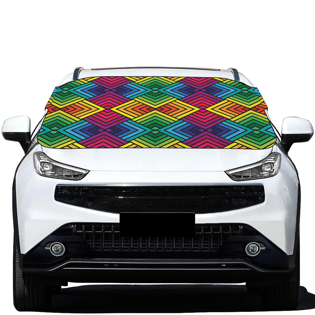 Geometric Rainbow Pattern Print Car Windshield Snow Cover