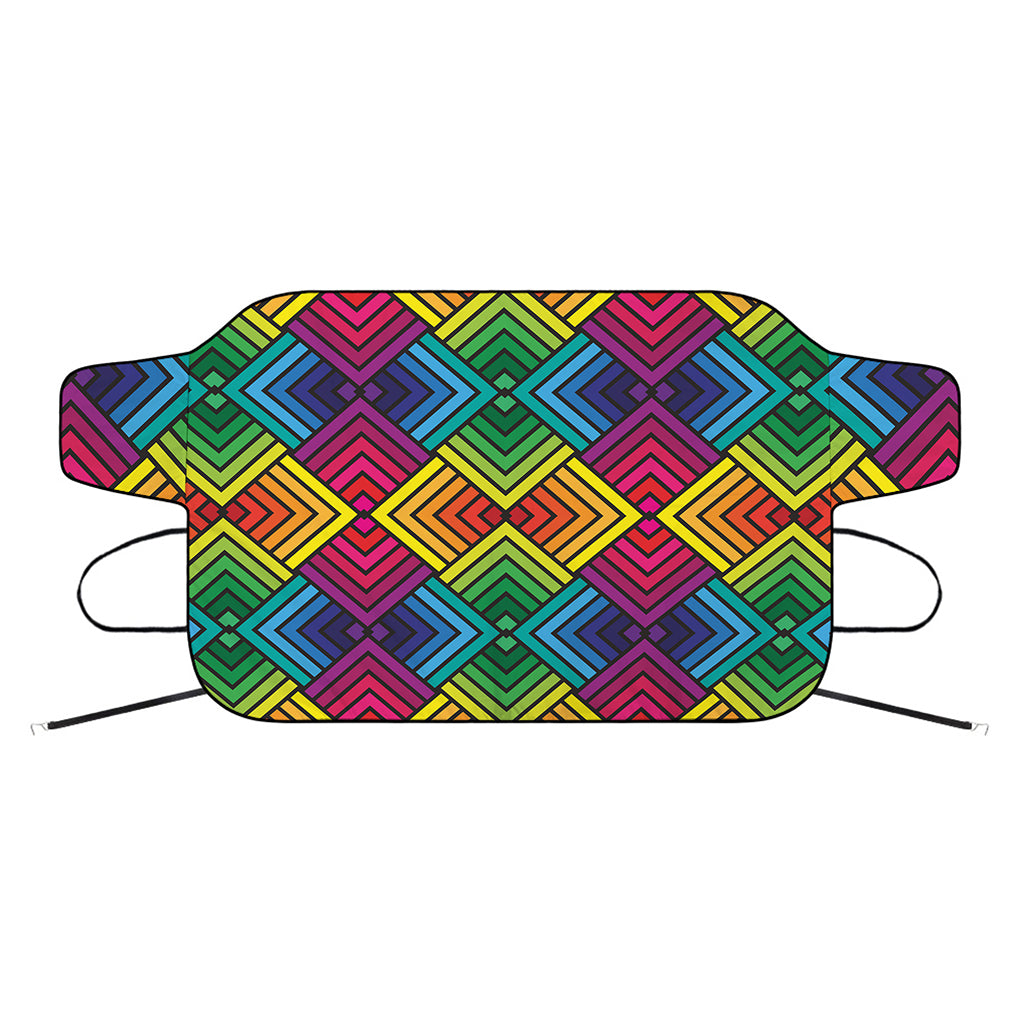 Geometric Rainbow Pattern Print Car Windshield Snow Cover