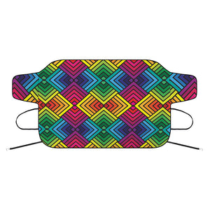 Geometric Rainbow Pattern Print Car Windshield Snow Cover