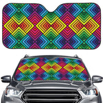 Geometric Rainbow Pattern Print Car Windshield Sun Shade