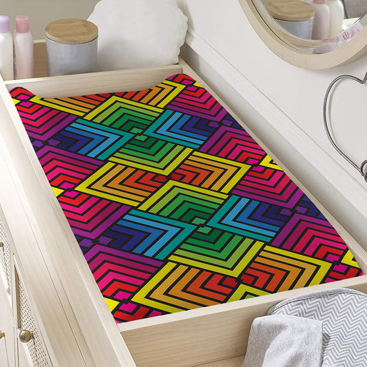 Geometric Rainbow Pattern Print Changing Pad Cover