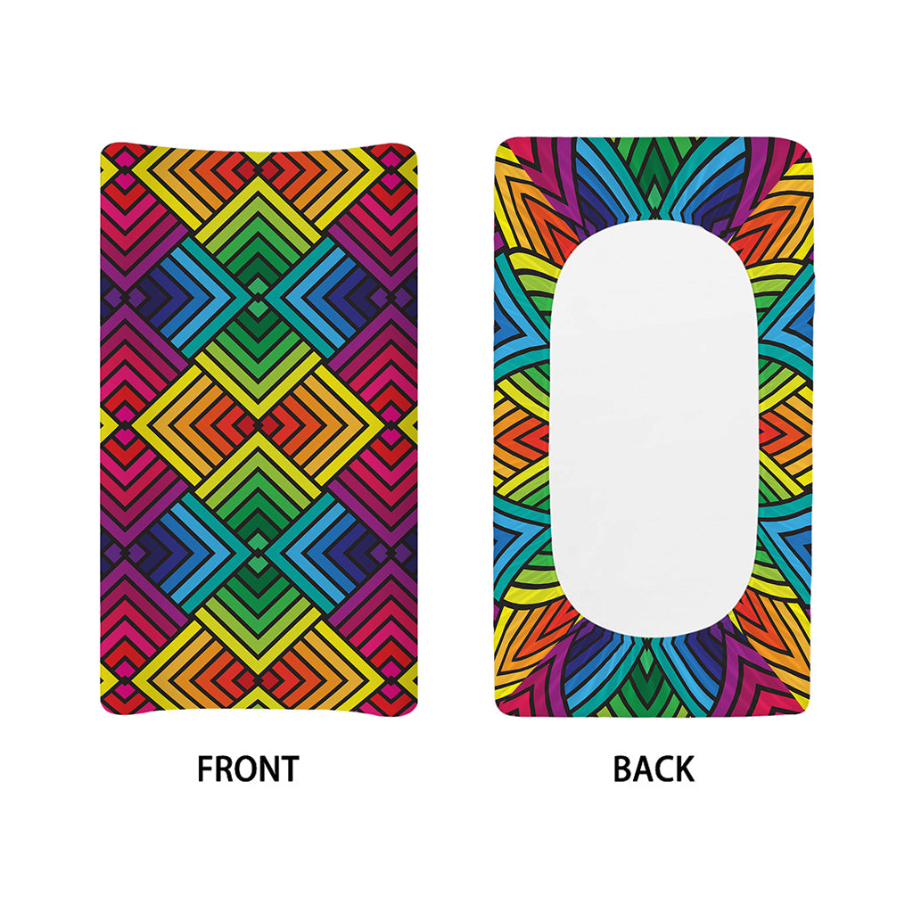 Geometric Rainbow Pattern Print Changing Pad Cover