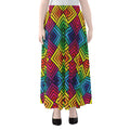 Geometric Rainbow Pattern Print Chiffon Maxi Skirt