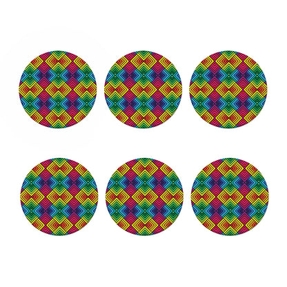 Geometric Rainbow Pattern Print Coaster Set