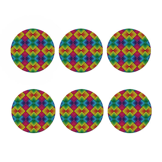 Geometric Rainbow Pattern Print Coaster Set
