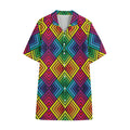 Geometric Rainbow Pattern Print Cotton Hawaiian Shirt
