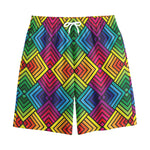 Geometric Rainbow Pattern Print Cotton Shorts