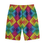 Geometric Rainbow Pattern Print Cotton Shorts