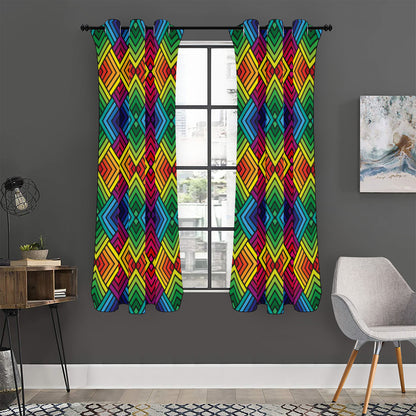 Geometric Rainbow Pattern Print Curtain