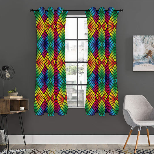 Geometric Rainbow Pattern Print Curtain