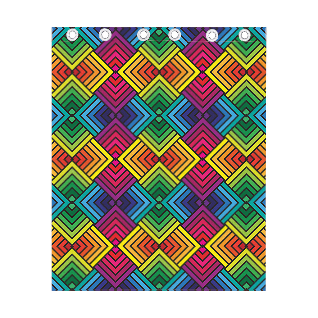 Geometric Rainbow Pattern Print Curtain