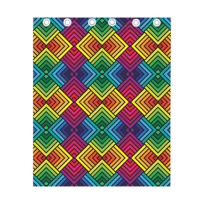 Geometric Rainbow Pattern Print Curtain