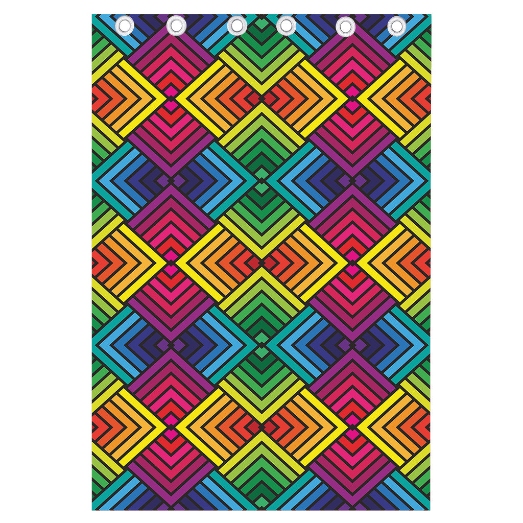 Geometric Rainbow Pattern Print Curtain