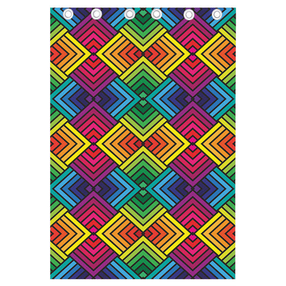 Geometric Rainbow Pattern Print Curtain