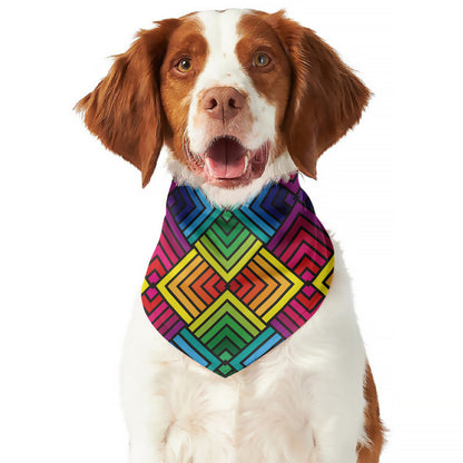 Geometric Rainbow Pattern Print Dog Bandana