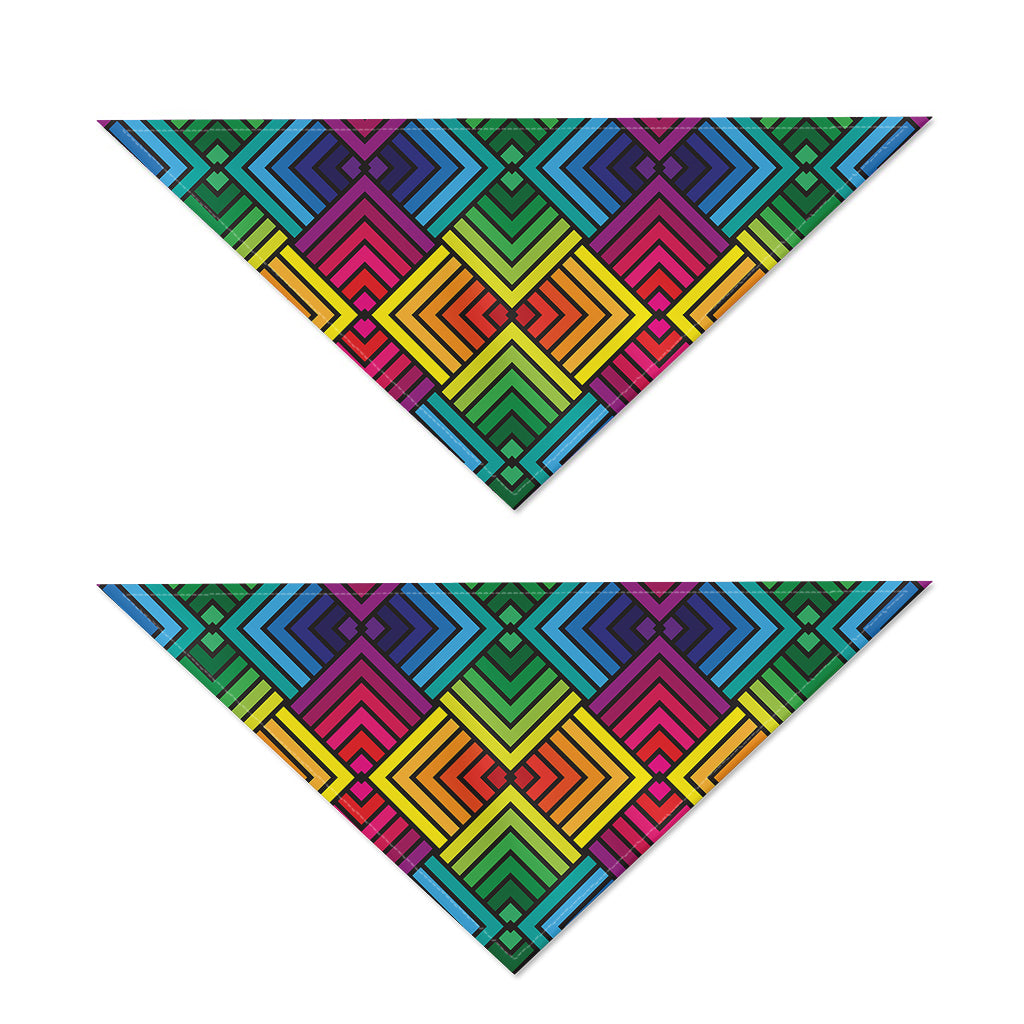 Geometric Rainbow Pattern Print Dog Bandana