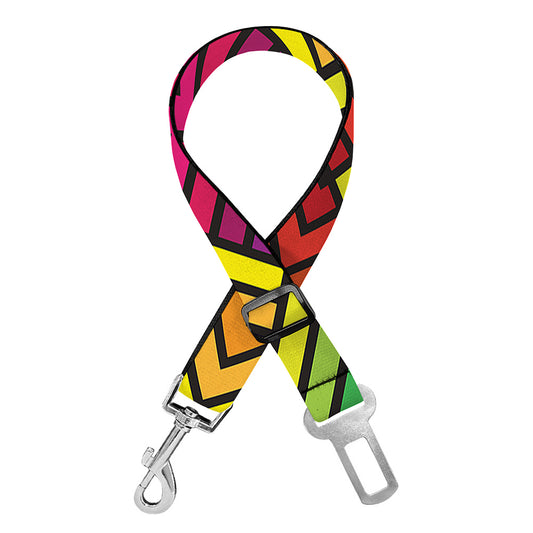 Geometric Rainbow Pattern Print Dog Seat Belt