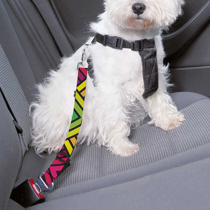 Geometric Rainbow Pattern Print Dog Seat Belt