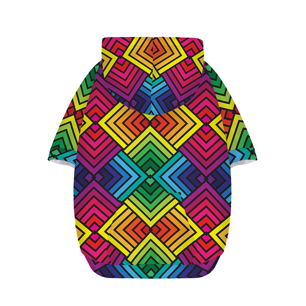 Geometric Rainbow Pattern Print Dog Zip Up Hoodie
