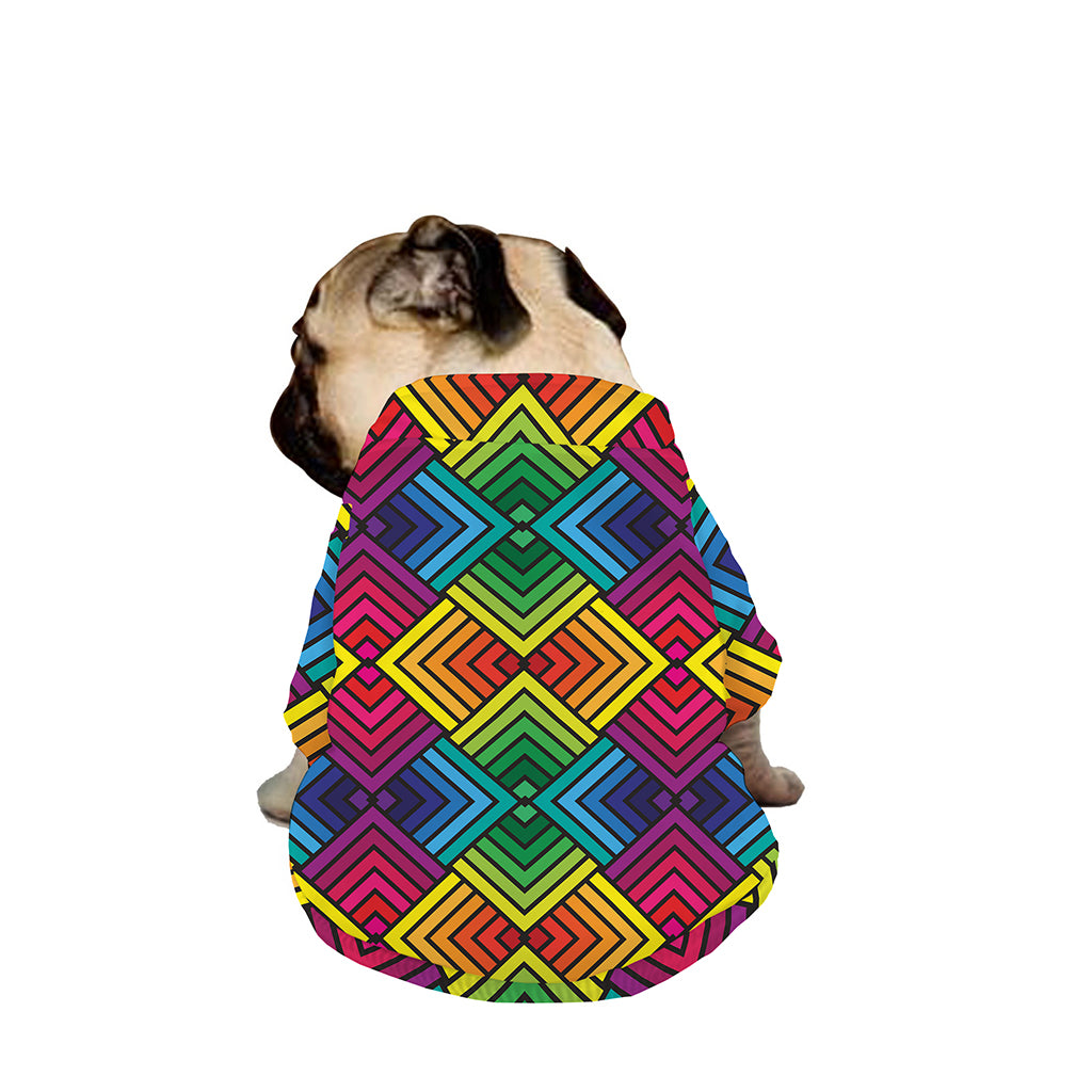 Geometric Rainbow Pattern Print Dog Zip Up Jacket