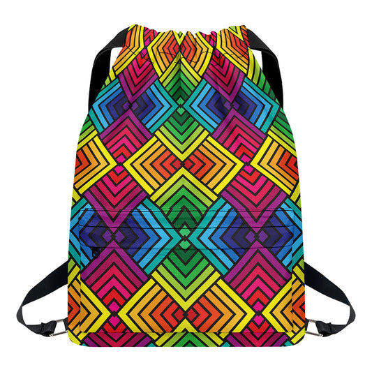 Geometric Rainbow Pattern Print Drawstring Backpack