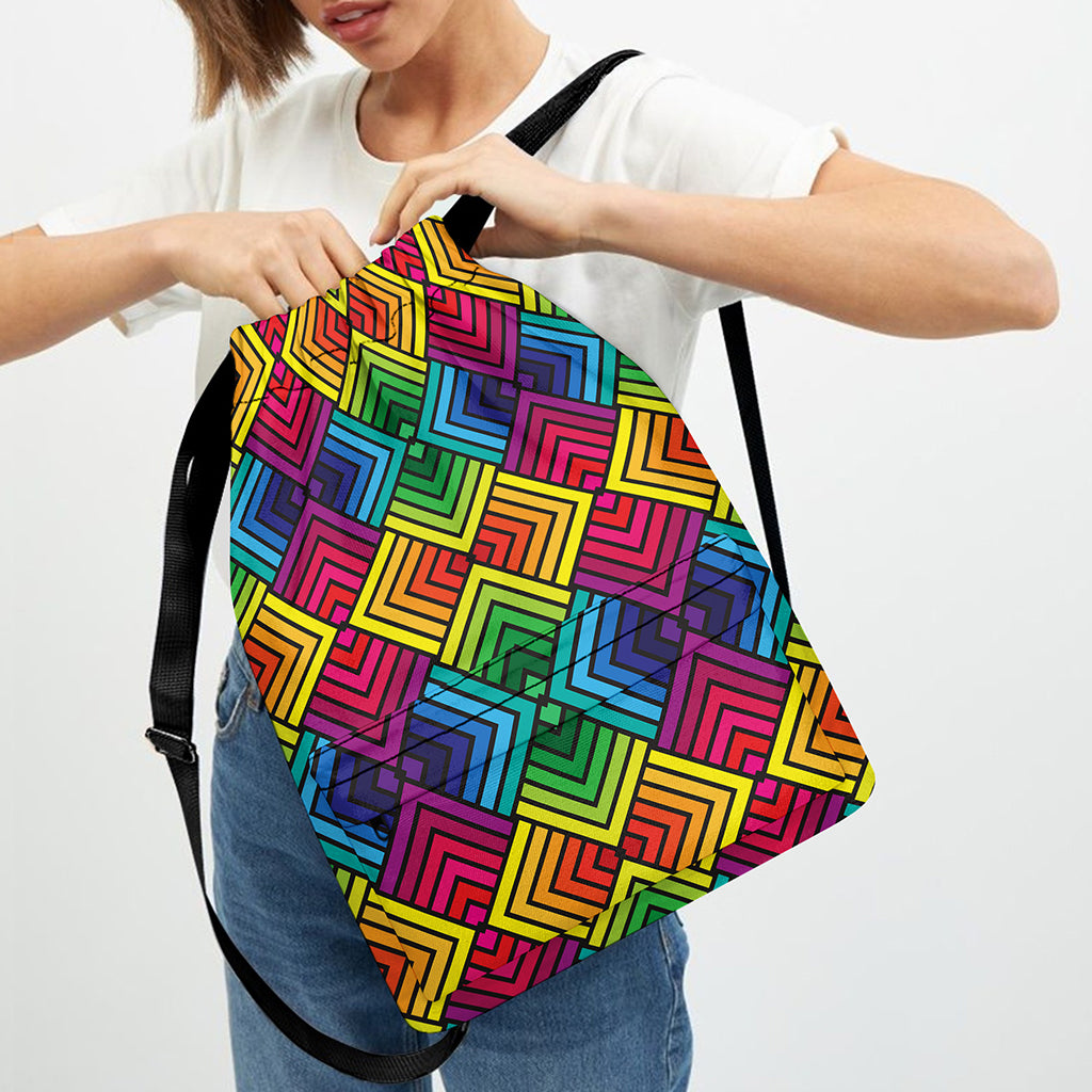 Geometric Rainbow Pattern Print Drawstring Backpack
