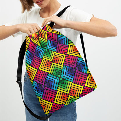 Geometric Rainbow Pattern Print Drawstring Backpack